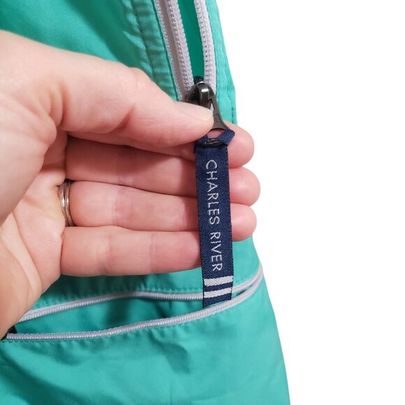 Charles River Mens Windbreaker Jacket Size L Pack & Go Zip Hooded Pullover Mint - Picture 8 of 9